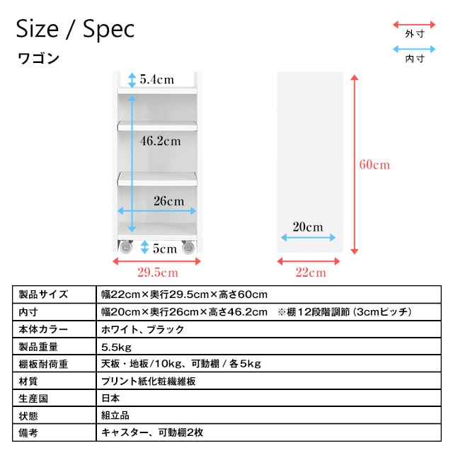 サイドワゴン付コスメデスク 2口コンセント付 幅79cm×奥行35cm×高さ