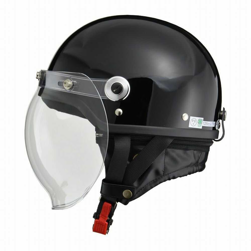リード工業 CROSS バブルシールド付ハーフヘルメット ブラック CR760
