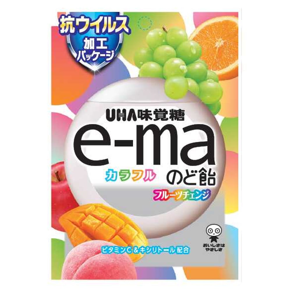 ◇UHA味覚糖 e-maのど飴袋カラフルフルーツチェンジ 50g【6個セット