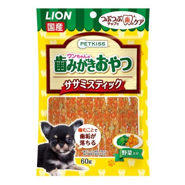 ライオン ペットキッス ワンちゃんの歯みがきおやつ ササミスティック 野菜入り60g【3個セット】: サンドラッグe-shop｜JRE MALL