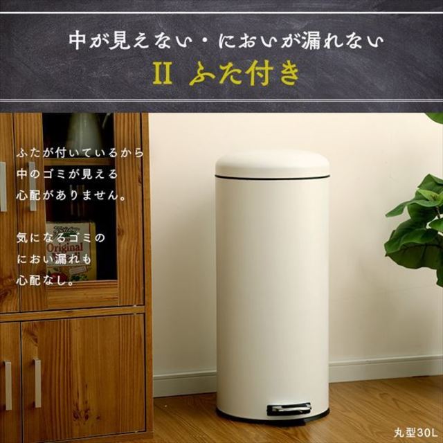 ペダル式ゴミ箱 丸型 30L AFB-C30 ピュアホワイト【プラザセレクト