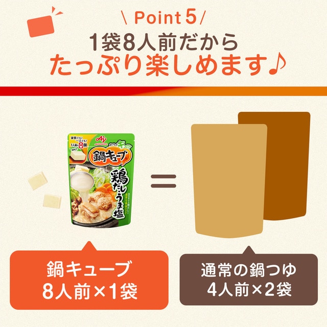 AJINOMOTO 【4個】「鍋キューブ R」 8個入パウチ 鶏だし・うま塩