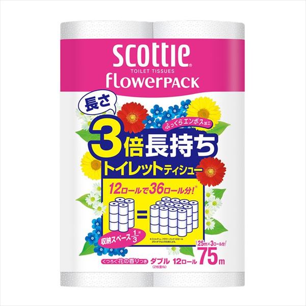 日本製紙クレシア スコッティ フラワーパック 3倍長持ち トイレット12