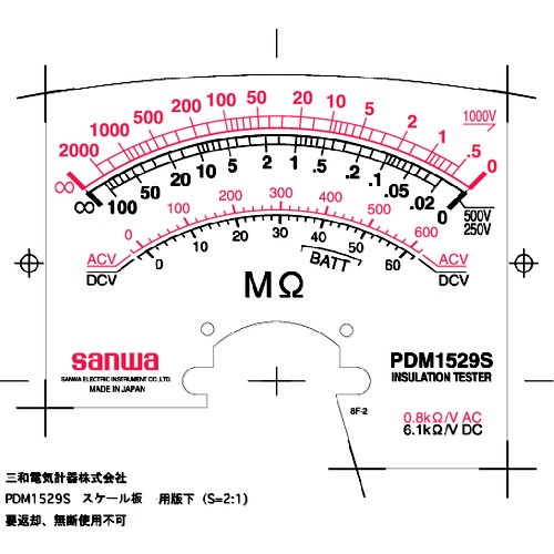 アナログ絶縁抵抗計 1000V／500V／250V PDM1529S(PDM1529S