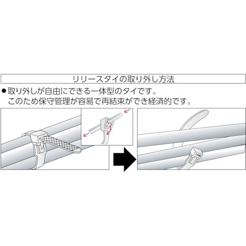 リリースタイ幅12.8mmX長さ482mm最大結束φ140標準 TRRCV480 （1袋100本