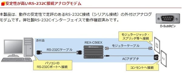 REX-C56EX RS-232C 56K DATA/14.4K FAX Modem REX-C56EX[REXC56EX](REX