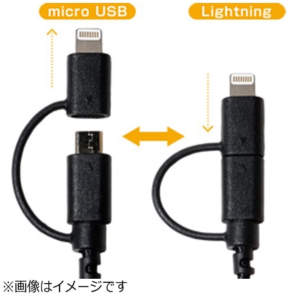 micro USB＋ライトニング］USBケーブル 充電・転送 2.4A （0.5m 