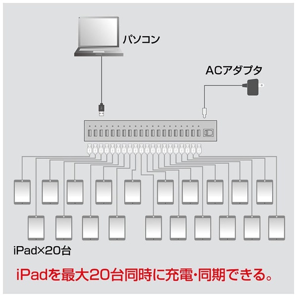 USB-2HCS20 USBハブ ブラック [セルフパワー /20ポート /USB2.0対応