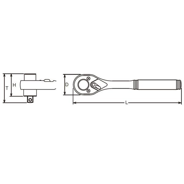 3751J-25 3/8インチ(9.5mm) トルクラチェットハンドル(樹脂グリップ