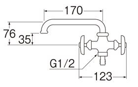 二口横形自在水栓 E20A-13 [壁付タイプ](E20A13): ビックカメラ｜JRE MALL