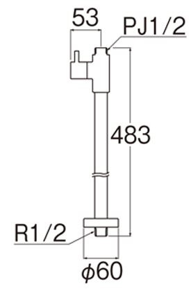 ストレート形止水栓［共用形］（ヘリューズナシ） V2161X213(V2161X213