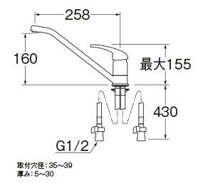 シングルワンホール混合栓/寒冷地仕様 K87111EJK80D13 [ワンホール