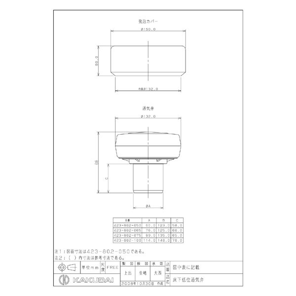 カクダイ 423-802-50 床下低位通気弁(#42380250): ビックカメラ｜JRE MALL