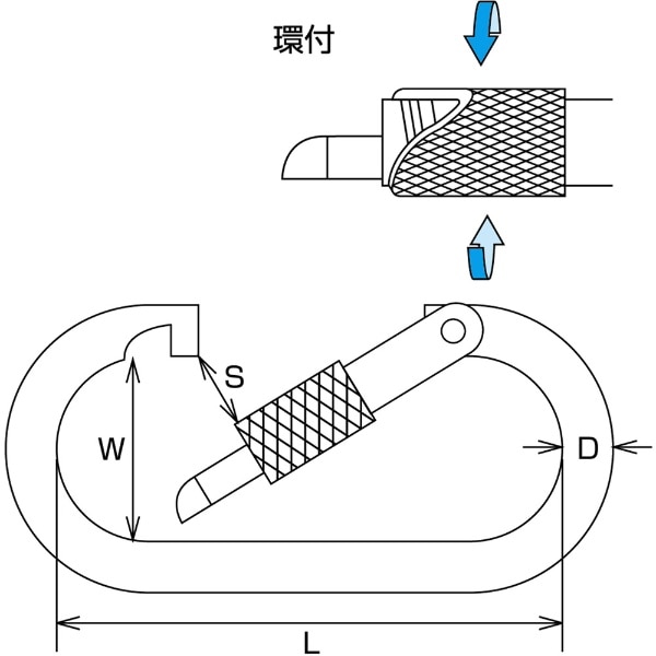 水本 ステンレス カラビナ（環付）ＳＵＳ３１６ 線径１０ｍｍ長さ