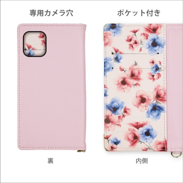 iPhone 11対応 手帳型ケース エレガンテ フラワー ピンク ピンク BL