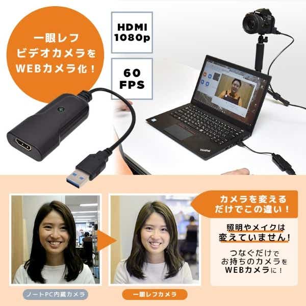 ウェブカメラ化 [USB-A接続 →ポート：HDMI] WEBカメラアダプタ