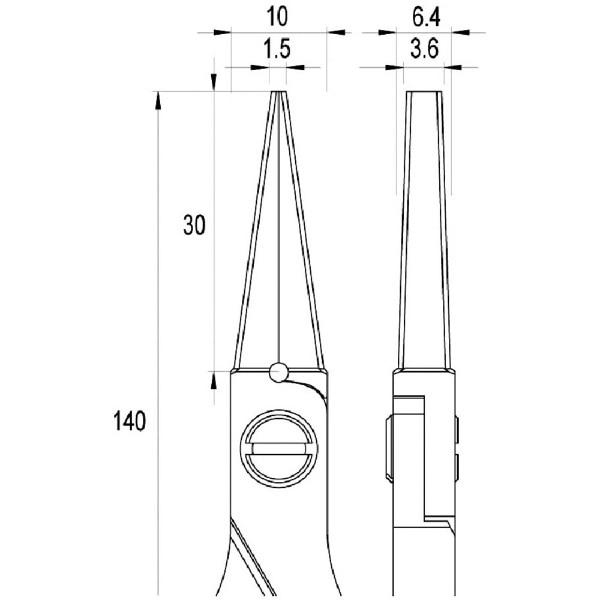 idealtek ESD精密プライヤー 直爪・平 ロング 140mm ギザ付 ES6014-CR