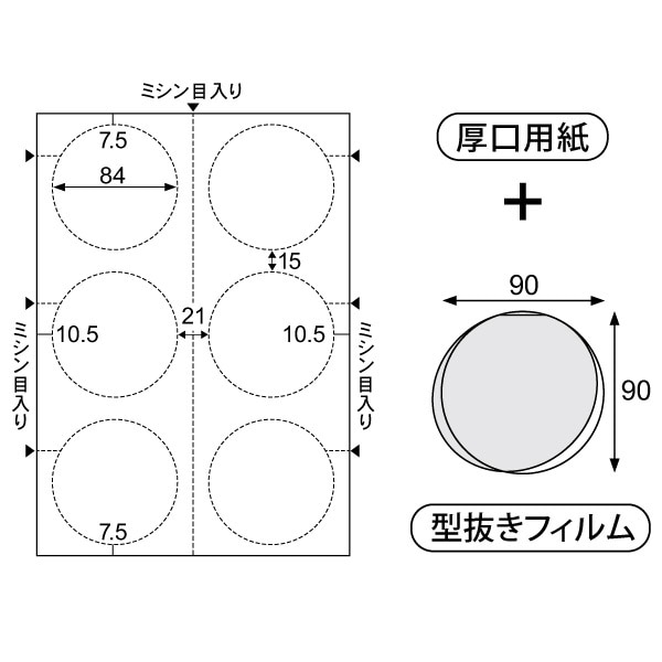 ラミネートフィルム＋用紙 CPリーフ ラミPOP 丸 100μm ［18（A4 /3枚