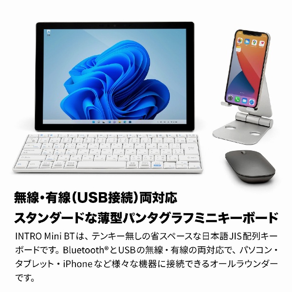 キーボード INTRO Mini BT(iPadOS/iOS/Mac/Windows11対応) ホワイト AS