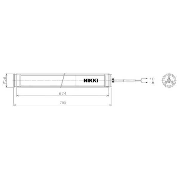 日機 筒形防水ＬＥＤ照明 ＤＣ２４Ｖ（３ｍコード付き） NLL3-36CG-DC