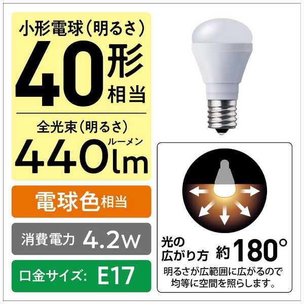 パルックLED電球プレミア 小形電球タイプ(E17口金) 広配光タイプ