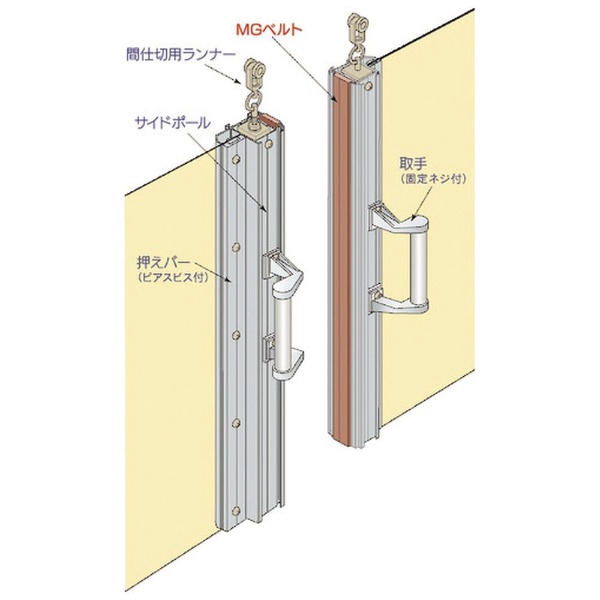 岡田 大型間仕切ポールセット（ＸＧ用）両開セット ２ｍ 95NW20(95NW20