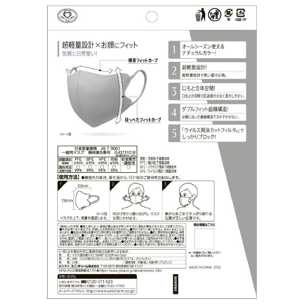 超快適スマートカラー マスク ふつうサイズ 20枚 アッシュグレー(ｽﾏｰﾄｶﾗｰｸﾞﾚｰ20): ビックカメラ｜JRE MALL