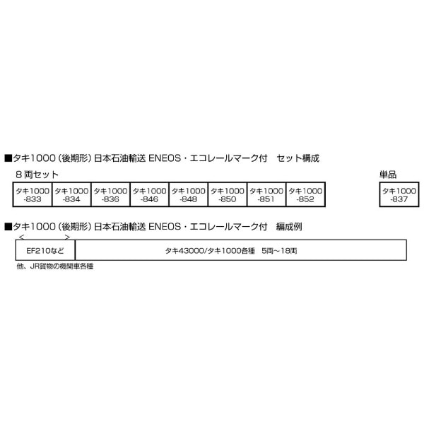 2023年11月】 【Nゲージ】10-1810 タキ1000（後期形） 日本石油輸送