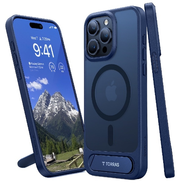 UPRO Pstand Case for iPhone 15 Pro ケース トーラス ネイビーブルー ...