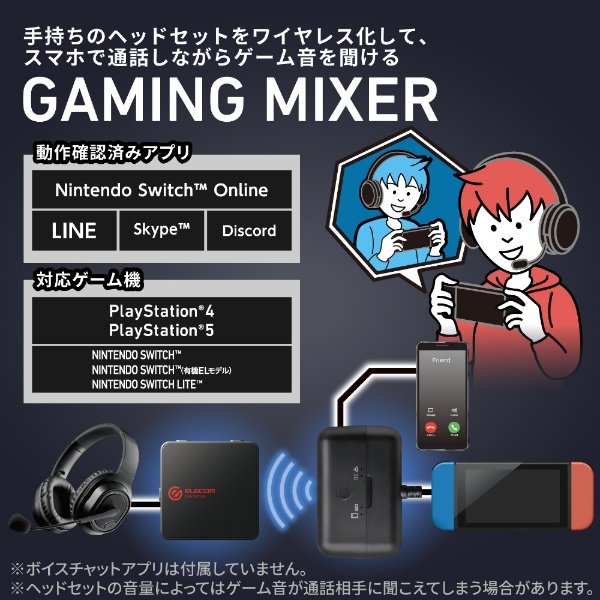 ゲーム用 ワイヤレス オーディオミキサー ボイスチャット音とゲーム音