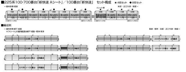 2024年7月】 225系100・700番台＜新快速 「Aシート」＞4両セット【発売