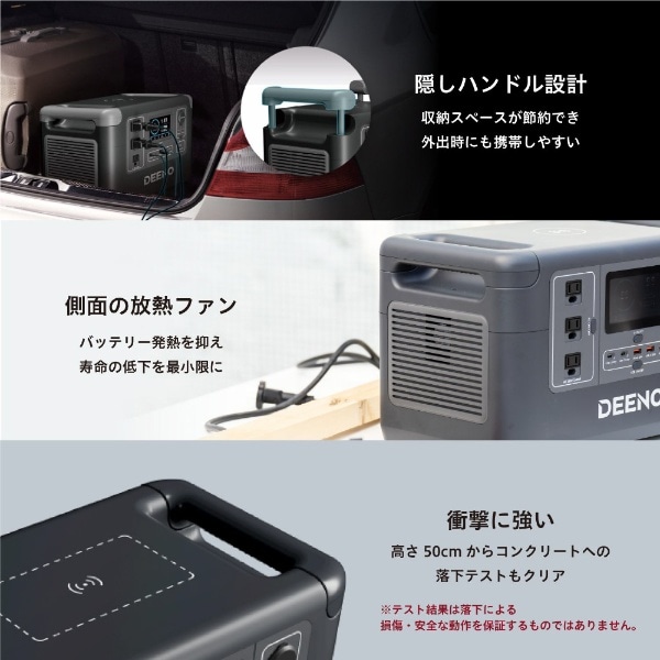 ポータブル電源 X1500 (1036Wh) DEENO ブラック X1500 [12出力 /AC充電