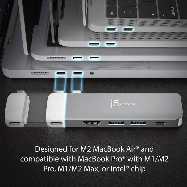 MacBook Pro / Air用 [USB-Cｘ2 オス→メス HDMI /USB-Aｘ2＋USB