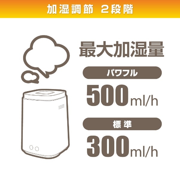 上部給水スチーム加湿器 最大加湿量約500mL/h タンク容量約2.4L BYKS ...