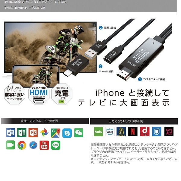 新発売 iPhone ミラーリング 映像出力用 LIHA05 テレビ・映像機器