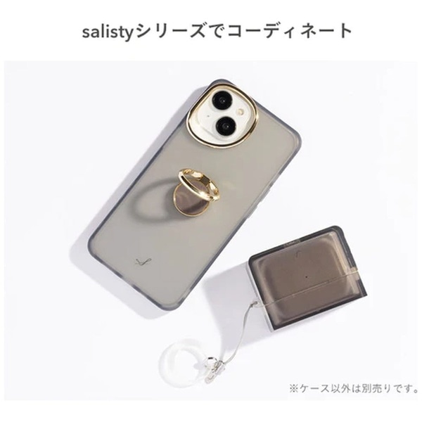 iPhone 15専用］salisty クリアカラー 耐衝撃ハードケース チャコール ...