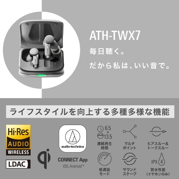 フルワイヤレスイヤホン ストーングレイ ATH-TWX7 GY [ワイヤレス(左右 