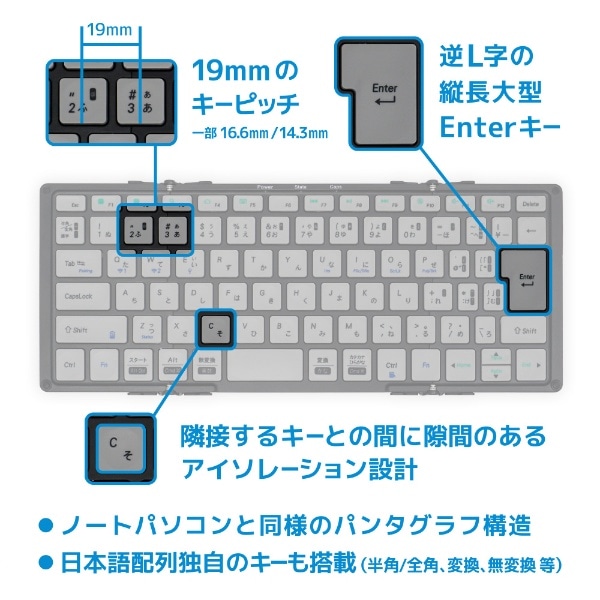 折りたたみキーボード (iOS/iPadOS/mac/Win) ブラック/グレー AM