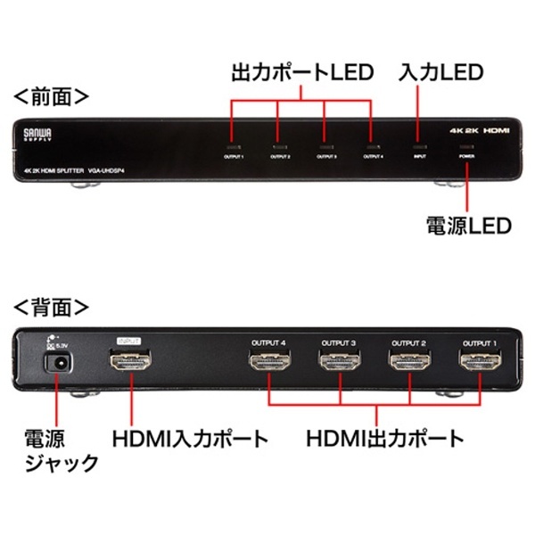 VGA-UHDSP4 HDMI分配器 [4分配 /4K対応][VGAUHDSP4](VGA-UHDSP4