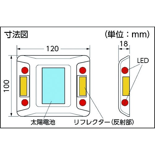 ルミナスアイ・マイティ ソーラー式点滅 片面 黄 LE260A2(LE260A2