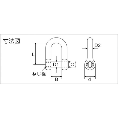 ＴＲＵＳＣＯ ステンレス ネジシャックル 呼び２５ｍｍ ＴＮＳ－２５