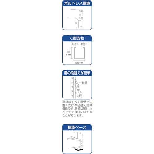 TRUSCO M5型中量棚 1200X721XH2100 6段 単体 ネオグレ M5-7476 NG