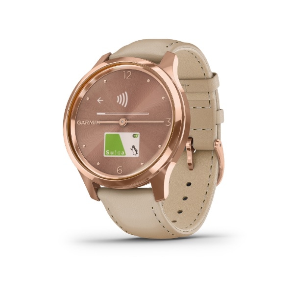 vivomove Luxe 【Suica対応】 GARMIN Light Sand Leathe/18K Rose Gold