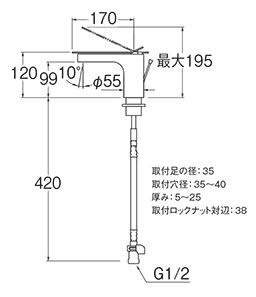 シングルワンホール洗面混合栓/黒 K4731PJVMDP13 [ワンホール