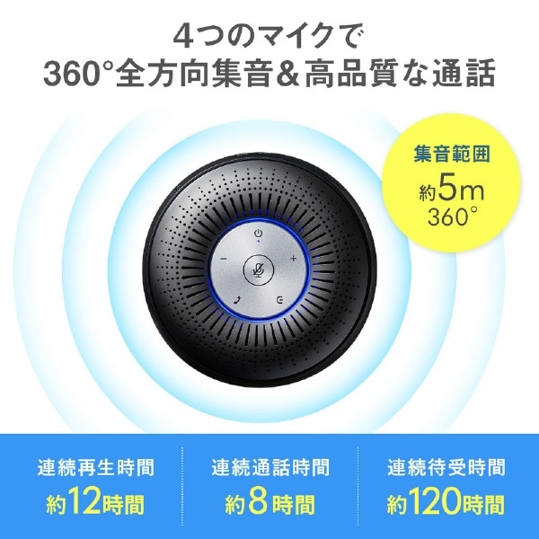 MM-BTMSP1 スピーカーフォン Bluetooth接続 WEB会議 [USB・充電式