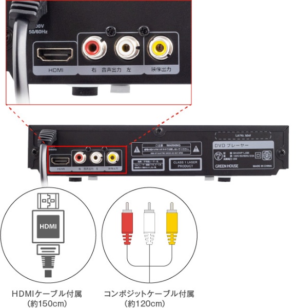 DVDプレーヤー HDMI対応 ケーブル付属 ブラック GH-DVP1JC-BK [再生