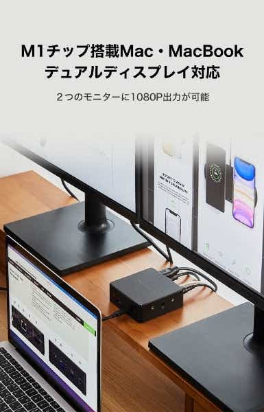 AC電源［USB-C オス→メス HDMIｘ2 / LAN /φ3.5mm / USB-Aｘ3］USB PD