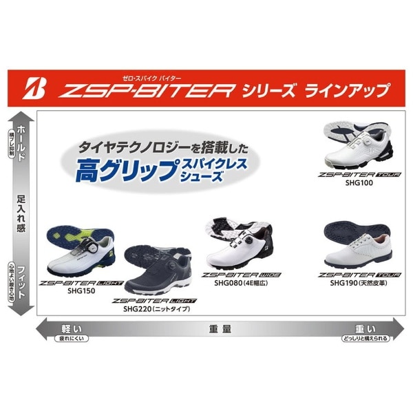 27.5cm メンズ ゴルフシューズ ゼロ・スパイク バイター ライト ZSP