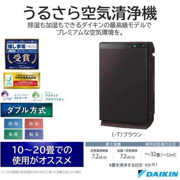 クーポンで半額☆2280円！ ダイキン除加湿ストリーマ空気清浄機