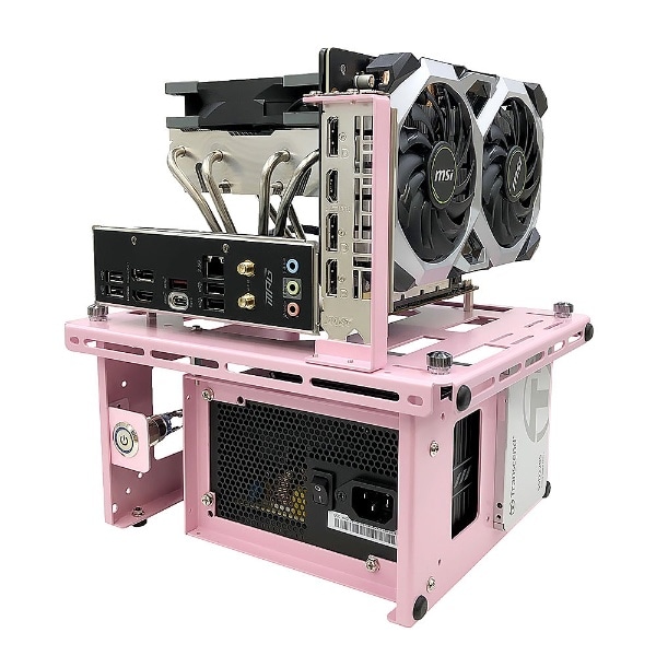 PCケース [Mini-ITX] 2WAY ベンチテーブル ピンク SMZ-2WBT-ITX-Pink